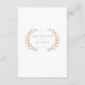 Pastellfarbene Wildblumen Hochzeitmenükarten Begleitkarte (Rückseite)