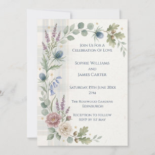 Pastellfarbene Wildblumen-Hochzeitseinladung Einladung