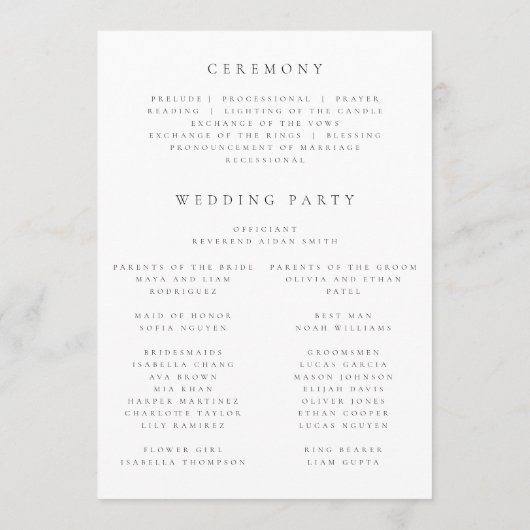 Pastellfarbene Wildblumen-Hochzeitsprogramm Programm (Rückseite)