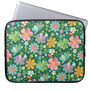 Pastellfarbene Wildblumen in Rosa, Lila, Orange un Laptopschutzhülle