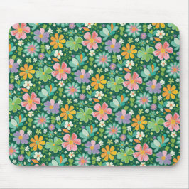Pastellfarbene Wildblumen in rosa, Lila orange und Mousepad