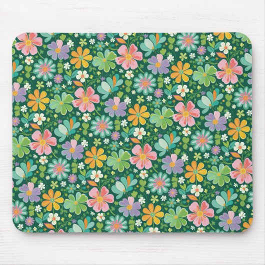 Pastellfarbene Wildblumen in rosa, Lila orange und Mousepad (Vorne)