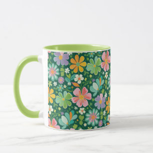 Pastellfarbene Wildblumen in rosa, Lila orange und Tasse