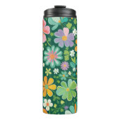 Pastellfarbene Wildblumen in rosa, Lila orange und Thermosbecher (Vorderseite)