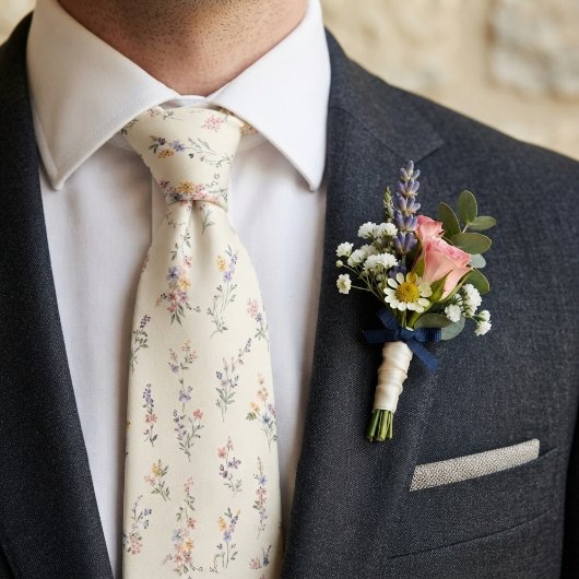 Pastellfarbene Wildblumengarten-Hochzeit Krawatte