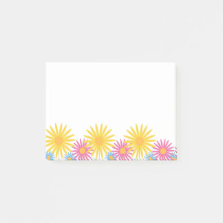 Pastellfarbene Wildblumengirlande auf Weiß Post-it Klebezettel