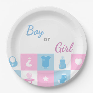 Pastellfarbene winzige Icons Baby-Shower & Geschle Pappteller