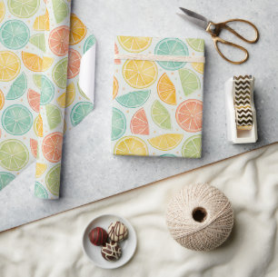 Pastellfarbene Zitrus-Polka-Punkt-Geschenkverpacku Geschenkpapier