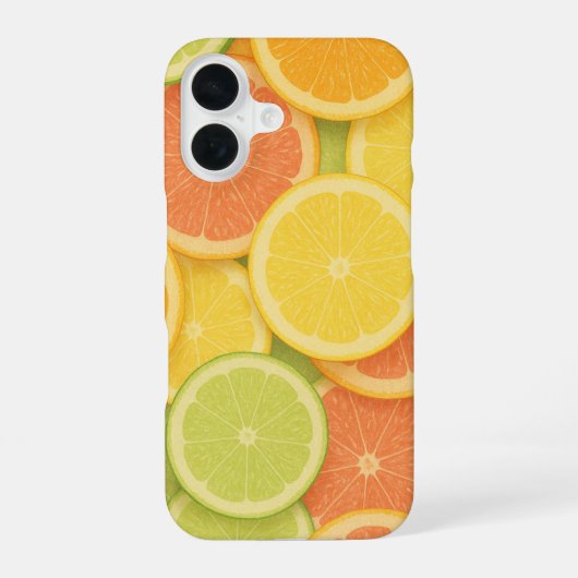 Pastellfarbene Zitrus-Scheiben-Muster iPhone 16 Hülle (Rückseite)