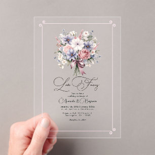 Pastellfarbener Blumenstrauß Romantische Liebe Fan Acryleinladungen
