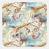 Pastellfarbener Engel mit Trumpet Quadratischer Aufkleber (Vorderseite)