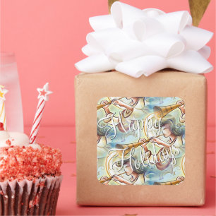 Pastellfarbener Engel mit Trumpet Quadratischer Aufkleber