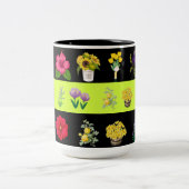 Pastellfarbener, hellgrüner und schwarz-blumengesc zweifarbige tasse (Mittel)