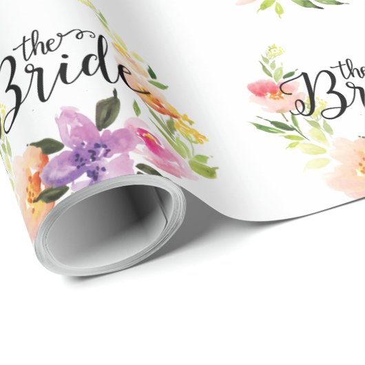 Pastellfarbener Kranz und Text-The-Bride-Muster Geschenkpapier (Rolleneckpunkt)