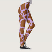 pastellfarbener lila Kuhdruck Leggings (Rechts)
