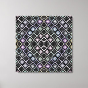 Pastellfarbener Mosaik-Mandala mit silbernem Gitte Leinwanddruck
