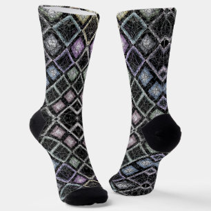 Pastellfarbener Mosaik-Mandala mit silbernem Gitte Socken