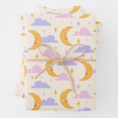 Pastellfarbener Schlaf-Mond Geschenkpapier Set (Beispiel)