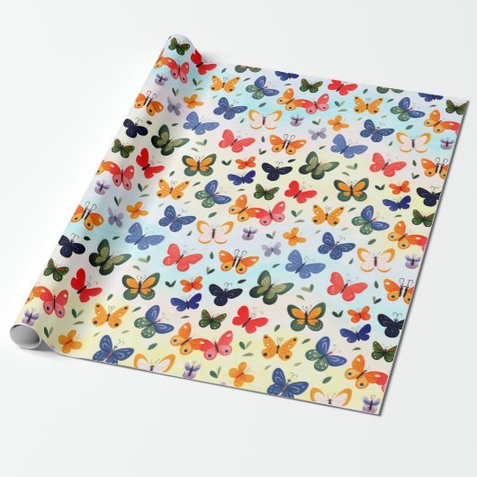 Pastellfarbener Schmetterling Hintergrundfarbe Geschenkpapier (Ungerollt)