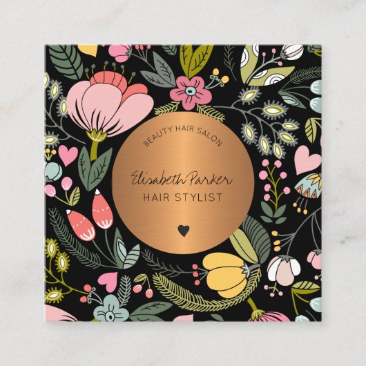 Pastellfarbener Schönheitssalon mit Girly Glam Pas Quadratische Visitenkarte (Vorderseite)