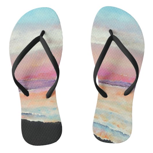 Pastellfarbener Sonnenuntergang | Flip Flops Badesandalen (Fußbett)