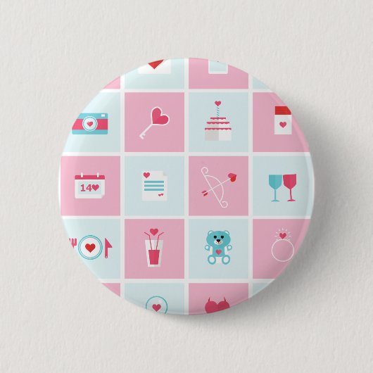pastellfarbener Valentinstag Button (Vorderseite)