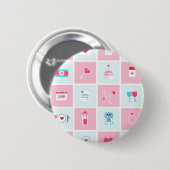 pastellfarbener Valentinstag Button (Vorne & Hinten)