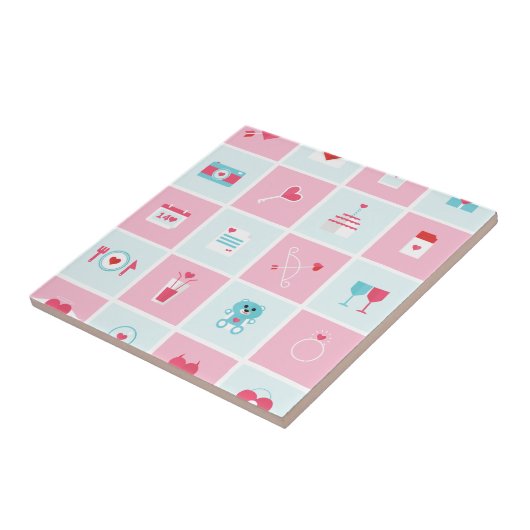 pastellfarbener Valentinstag Fliese (Seite)