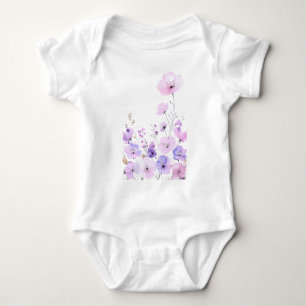 Pastellfarbener Wildblumengarten - Sanfte blumige Baby Strampler