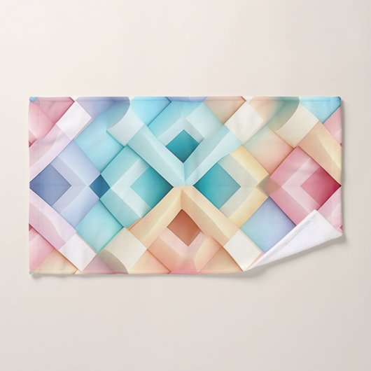 Pastellfarbenes Abstraktes 3D-Muster Badhandtuch Set (Handtuch)