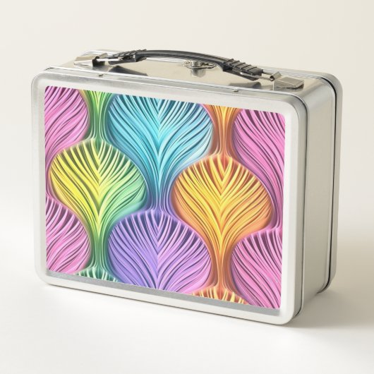 Pastellfarbenes abstraktes Design Metall Brotdose (Rückseite)