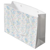 Pastellfarbenes Blumenmuster Große Geschenktüte (Rückseite Schrägansicht)