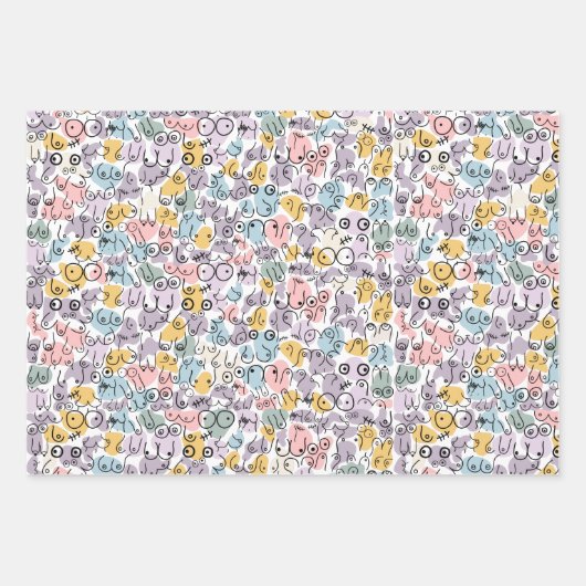 pastellfarbenes Brustdesign Geschenkpapier Set (Vorderseite 2)