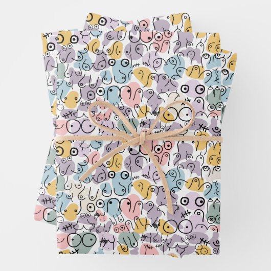 pastellfarbenes Brustdesign Geschenkpapier Set (Beispiel)