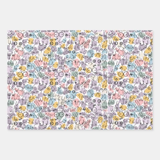 pastellfarbenes Brustdesign Geschenkpapier Set (Vorderseite)