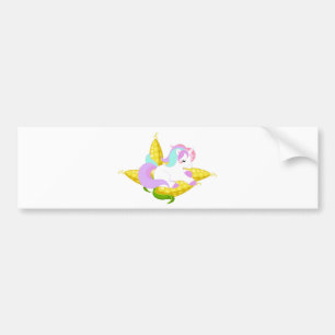 pastellfarbenes Einhorn am Kolben Autoaufkleber