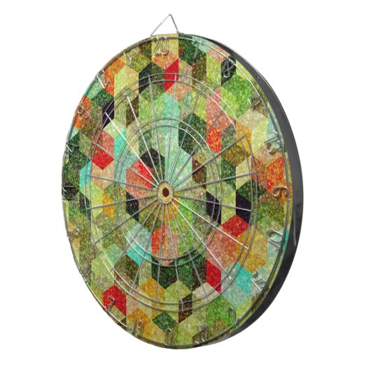 Pastellfarbenes geometrisches Cubes-Muster Dartscheibe (Vorderseite rechts)