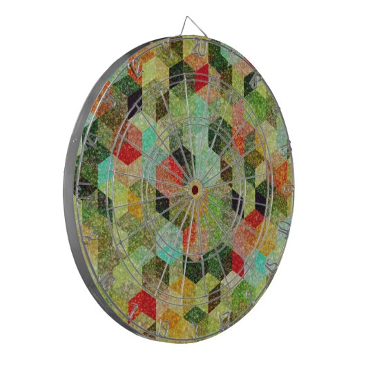 Pastellfarbenes geometrisches Cubes-Muster Dartscheibe (Vorderseite Links)
