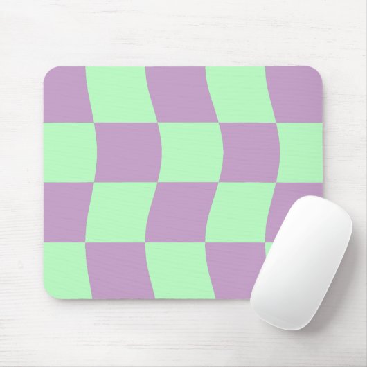 Pastellfarbenes Lila Green Wavy-Karton-Muster Mousepad (Mit Mouse)