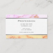 Pastellfarbenes Marmormuster Hübscher Silberrahmen Visitenkarte (Rückseite)