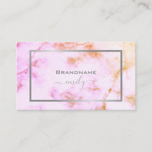 Pastellfarbenes Marmormuster Hübscher Silberrahmen Visitenkarte (Vorderseite)