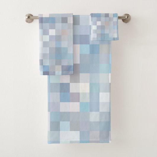 Pastellfarbenes Quadratmuster Badhandtuch Set (Insitu)