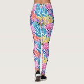 Pastellfarbenes tropisches Leaf Gemustert Leggings (Rückseite)