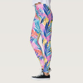 Pastellfarbenes tropisches Leaf Gemustert Leggings (Links)