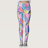 Pastellfarbenes tropisches Leaf Gemustert Leggings (Vorderseite)