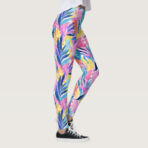 Pastellfarbenes tropisches Leaf Gemustert Leggings