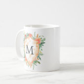 pastellfarbenes Wappen im Winter florale Monogramm Kaffeetasse (Vorderseite Links)