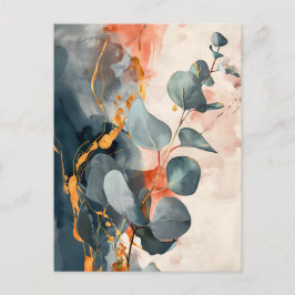 Pastellfarbenes Wasser - Illustration von Blätter Postkarte