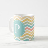 Pastellfarbenes Zickzack Monogramm Rosa Gelb Blau Kaffeetasse (Vorderseite Links)