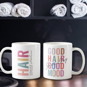Pastellfarbenfrohe Haar Stylist Name Motivation Zi Kaffeetasse